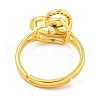 Heart with Letter Rack Plating Brass Micro Pave Cubic Zirconia Adjustable Rings for Women RJEW-I105-06G-L-3