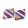 Independence Day Opaque Striped Resin & Walnut Wood Pendants RESI-U010-02Q-2