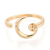 Moon Brass Micro Pave Clear Cubic Zirconia Cuff Ring Settings KK-T076-23G-2