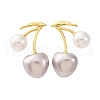 Cherry Brass Stud Earrings EJEW-V017-01D-G-4