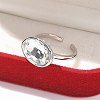 Mother's Day Rings Oval Brass Cuff Rings for Women RJEW-G337-06P-03-5