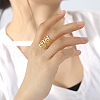 Hollow Out Leaf 201 Stainless Steel Adjustable Cuff Rings FS-WG4978C-02-2