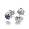 Electroplate Natural Druzy Quartz Stud Earrings EJEW-P181-B01-3