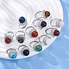 Natural & Synthetic Mixed Gemstone Round Adjustable Finger Rings RJEW-K241-05P-1