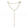 Adjustable Brass Colorful Enamel Flat Round Tassel Lariat Necklaces for Women NJEW-JN05131-2