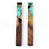 Transparent Resin & Walnut Wood Pendants RESI-N039-24G-2