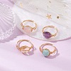 Oval Natural Amethyst & Amazonite & Rose Quartz & Citrine Finger Rings RJEW-JR00845-1