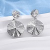 Flat Round Brass Dangle Stud Earrings EJEW-R025-25P-2