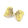 Rack Plating Brass Micro Pave Clear Cubic Zirconia Connector Charms KK-F864-06G-2