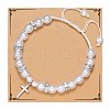 Handmade Woven Plastic imitation Pearl Braided Bead Bracelets UD0895-2-1