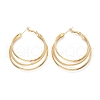 Brass Triple Hoop Earrings for Women EJEW-U050-02G-4