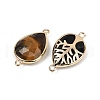 Natural Rose Quartz/Tiger Eyes/Crystal Quartz/Amethyst/Black Onyx/Synthetic Turquoise Faceted Connector Charms G-K347-04G-2