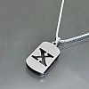 Rectangle with Laser Cut Letter 201 Stainless Steel Initial Pendant Necklaces WGA5E8C-24-1
