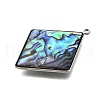 304 Stainless Steel Pave Natural Paua Shell Pendants X-STAS-Z125-01D-P-2