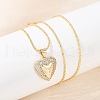 Brass Micro Pave Clear Cubic Zirconia Heart Pendant Necklaces NJEW-Q040-02G-5