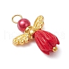 Opaque Resin Flower Rose Beads with  Glass Pearl Round Bead and Tibetan Style Alloy Fairy Wing Beads and Brass Ball Head pins Pendants PALLOY-JF03594-4