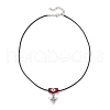 Glass Seed Beaded & Alloy Triangle Evil Eye Pendant Necklaces NJEW-MZ00110-02-4