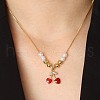 Brass Micro Pave Cubic Zirconia Pendant Necklaces & Hoop Earrings Sets FS-WGB514D-02-2