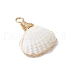 Copper Wire Wrapped Natural Shell Pendants PALLOY-JF03494-4