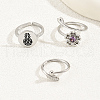 3Pcs 3 Styles Brass Pave Lilac Cubic Zirconia Flower Leaf Pineapple Open Cuff Toe Rings Sets for Women HC0924-4