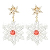 Christmas Snowflake Glass Seed Braided Dangle Earrings EJEW-MZ00233-02-1