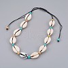 Adjustable Cowrie Shell and Synthetic Turquoise Beaded Necklaces NJEW-JN02300-01-1