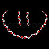 Flat Round Brass Rhinestone Chain Necklaces & Stud Earrings FS-WGE4E6D-04-1