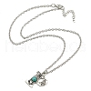Letter A~Z Antique Silver Plated Alloy with Synthetic Turquoise Pendant Necklaces NJEW-G080-01P-3