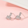 knot Brass Micro Pave Clear Cubic Zirconia Stud Earrings EJEW-F895-16P-3