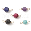 Natural Mixed Gemstone Copper Wire Wrapped Connector Charms PALLOY-JF02172-1