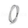 304 Stainless Steel Micro Pave Clear Cubic Zirconia Finger Rings for Women FS-WG1B662-07-2