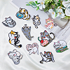 HOBBIESAY 16Pcs 16 Style Cat Theme Computerized Embroidery Cloth Iron on Patches PATC-HY0001-19-3