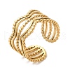 Ion Plating(IP) 304 Stainless Steel Wave Open Cuff Ring for Women RJEW-M149-36G-3