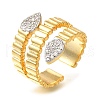 Rack Plating Brass Micro Pave Cubic Zirconia Open Cuff Rings for Women RJEW-M022-18G-1