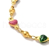 304 Stainless Steel Enamel Colorful Heart Link Chains Bracelets BJEW-B079-01G-2