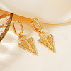 Elegant Brass Clear Cubic Zirconia Triangle Hoop Earrings IH4301-2-1