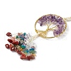 Natural Amethyst Tree of Life with Mixed Gemstone Chips Tassel Big Pendant Decorations HJEW-H057-03G-A06-3