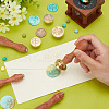 Golden Tone Wax Seal Brass Stamps with Wood Handles AJEW-WH20032-002-5