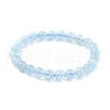 Natural Aquamarine Round Bead Stretch Bracelets for Men Women BJEW-U034-01C-01-4