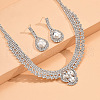 Teardrop Alloy Crystal Rhinestone Pendant Necklaces & Stud Earrings Sets FS-WG3BBCC-01-3