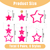 FIBLOOM 6 Pairs 6 Style Fashion Star Acrylic Dangle Stud Earrings with 316 Stainless Steel Pins for Women EJEW-FI0002-52-2