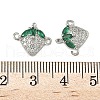 Brass Pave Green & Clear Cubic Zirconia Fruit Connector Charms KK-Z109-01P-03-3