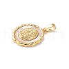 Brass Pave Natural White Shell Pendants KK-S522-07A-G-2