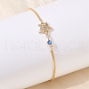 Brass Micro Pave Cubic Zirconia Birthday Flower Link Bracelets BJEW-U031-01G-12-2