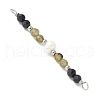 Faceted Round Natural Labradorite & Black Spinel & Potato Natural Cultured Freshwater Pearl Beaded Connector Charms PALLOY-JF03532-07-2