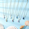Summer Beach Handmade Porcelain Shell Shaped Pendant Brass & ABS Plastic Imitation Pearl Link Chain Necklaces NJEW-JN05272-1