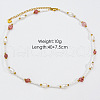 Handmade Natural Pearl & Strawberry Quartz & Glass Beaded Necklace JR6200-3-1