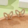 Butterfly Brass Micro Pave Clear Cubic Zirconia Stud Earrings for Women EJEW-G428-07G-3