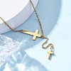304 Stainless Steel Cross Pendant Necklaces for Women NJEW-Z065-05G-1