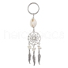 4Pcs Tibetan Style Alloy with Natural Shell & Synthetic Turquoise Keychains KEYC-JKC01179-4